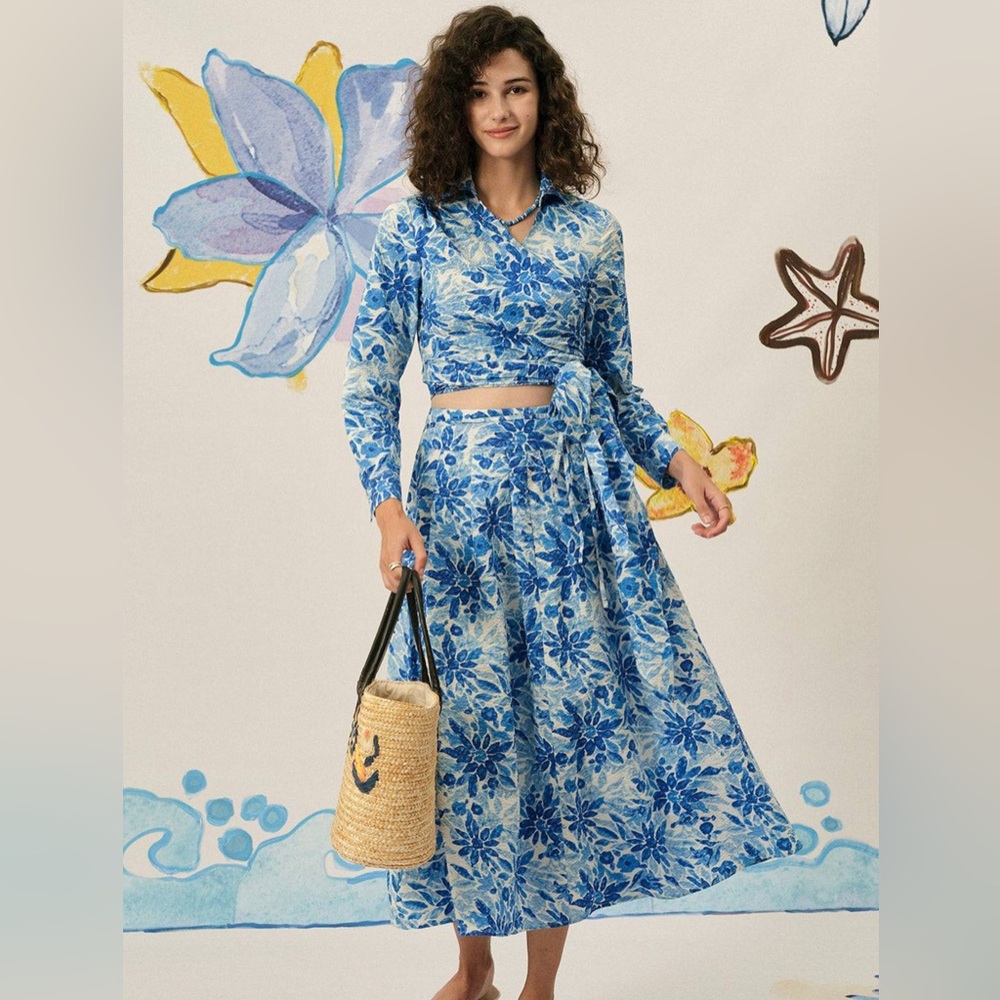 Rihoas The High Waisted Pleated‎ Floral Skirt